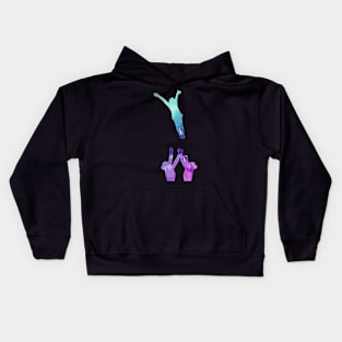 Women’s group doing straight jump to back Kids Hoodie